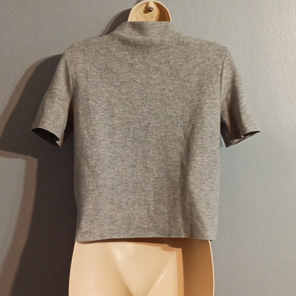 Zara women's light gray, black blends size small short sleeve mock neck … - Picture 11 of 17